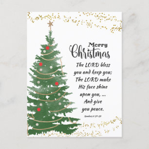 Cartes Pour Fêtes Annuelles Festif Arbre de Noël Seigneur Bénissez-vous Bible 