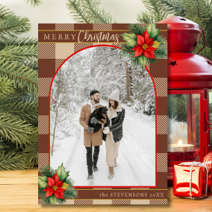 Cartes Pour Fêtes Annuelles Festif Buffalo au chocolat Plaid Floral Noël