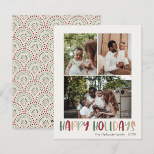 Cartes Pour Fêtes Annuelles Festif coloré Joyeux Joyeux Vacances Vertical 3 Ph