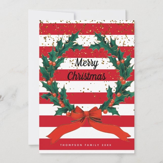 Cartes Pour Fêtes Annuelles Festif de Noël Holly Berries Frissons en fils (Devant)