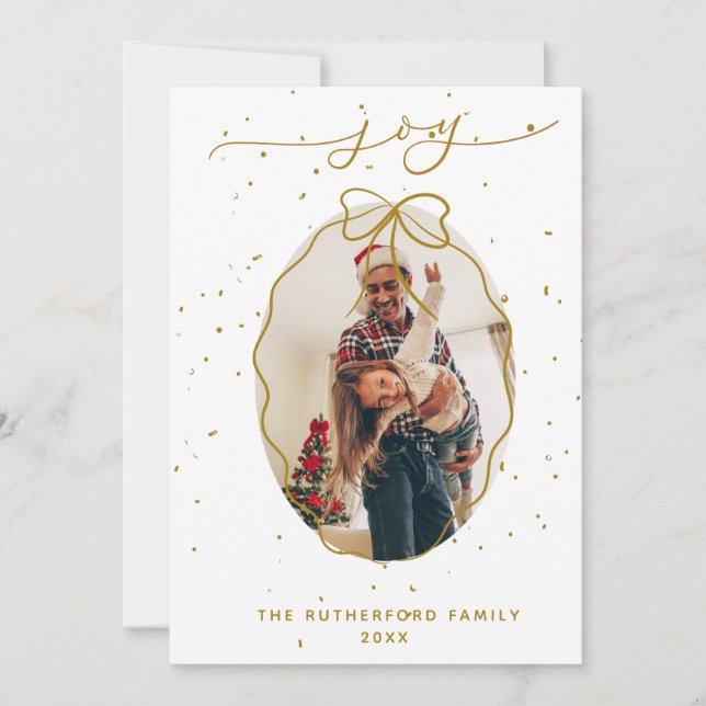 Cartes Pour Fêtes Annuelles Festif Faux-Gold Joyful Photo Noël (Devant)