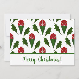 Cartes Pour Fêtes Annuelles Festif Fête Personnalisé Roses rouges & Holly Art