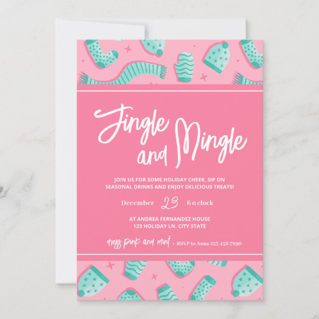 Cartes Pour Fêtes Annuelles Festif Fun Pink Jingle Mingle Fête (Devant)