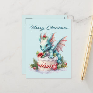 Cartes Pour Fêtes Annuelles Festif gâteau dragon de Noël ajouter le texte Vaca