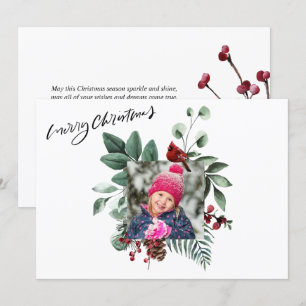 Cartes Pour Fêtes Annuelles Festif Green Foliage Eucalyptus Red Cardinal Bird