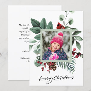 Cartes Pour Fêtes Annuelles Festif Green Foliage Eucalyptus Red Cardinal Bird