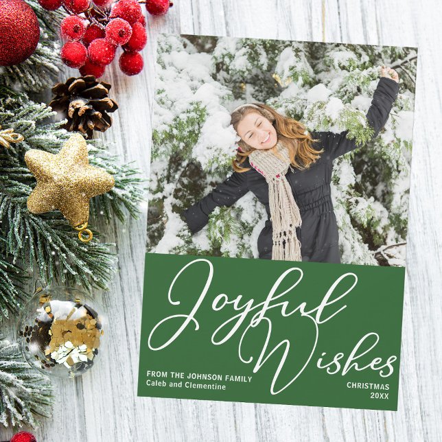 Cartes Pour Fêtes Annuelles Festif Green Joyful Wives Christmas Family Photo (Créateur téléchargé)