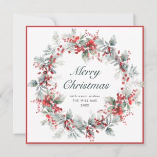 Cartes Pour Fêtes Annuelles Festif Holly Berry Noël Wreath Boho
