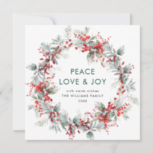 Cartes Pour Fêtes Annuelles Festif Holly Berry Wreath de Noël moderne