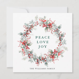 Cartes Pour Fêtes Annuelles Festif Holly Berry Wreath de Noël moderne