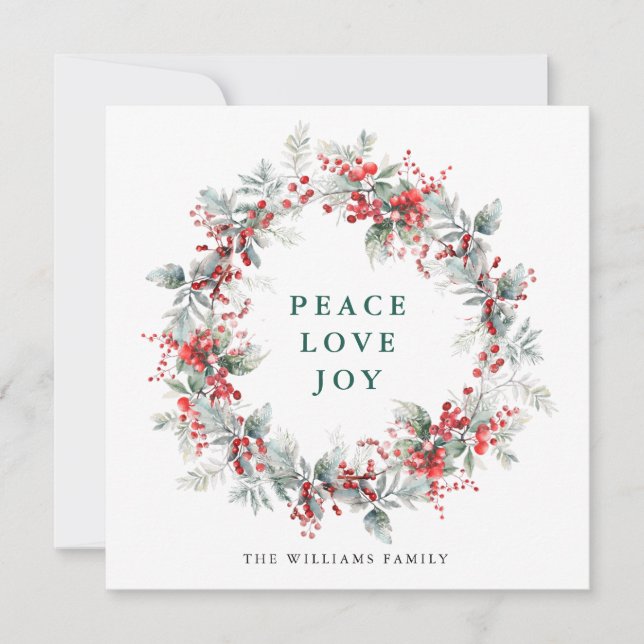 Cartes Pour Fêtes Annuelles Festif Holly Berry Wreath de Noël moderne (Devant)