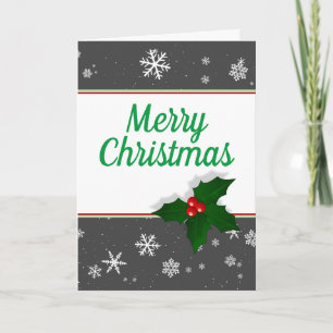 Cartes Pour Fêtes Annuelles Festif Holly Tree Berry Snowflake Noël