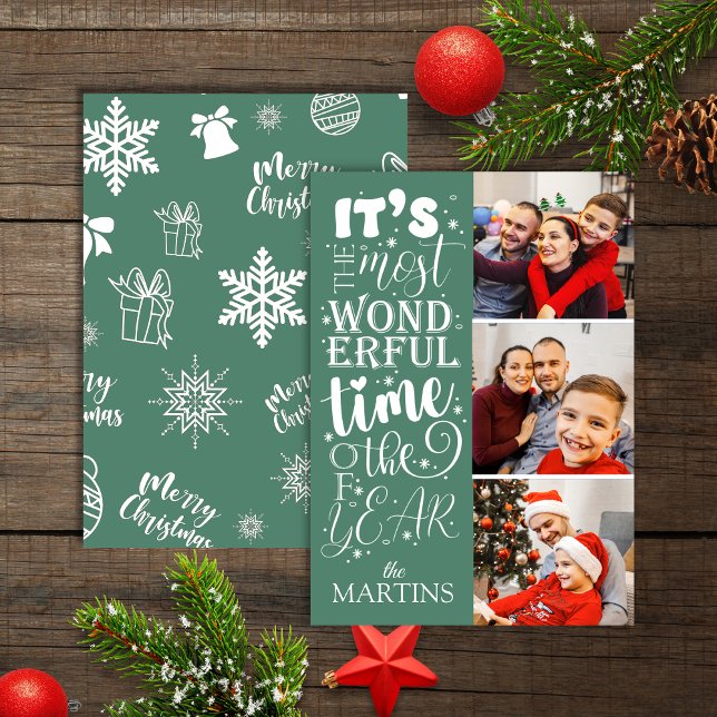 Cartes Pour Fêtes Annuelles Festif Joyeux Noël Turquoise 3 Photo (Créateur téléchargé)