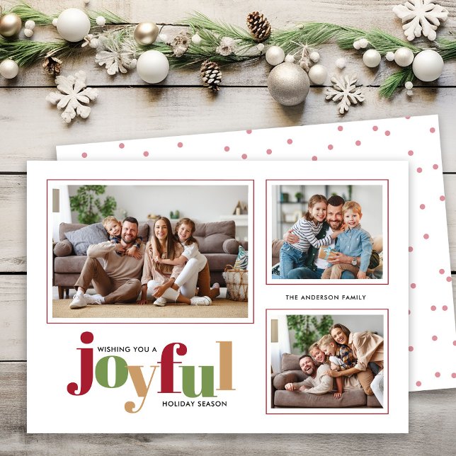 Cartes Pour Fêtes Annuelles Festif Joyful 3 Photo Noël (Créateur téléchargé)