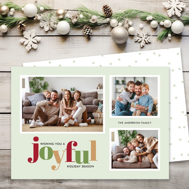 Cartes Pour Fêtes Annuelles Festif Joyful 3 Photo Noël (Créateur téléchargé)
