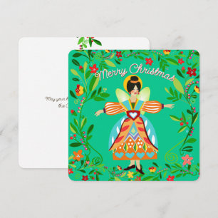 Cartes Pour Fêtes Annuelles Festif moderne Folk Angel Tangerine plat