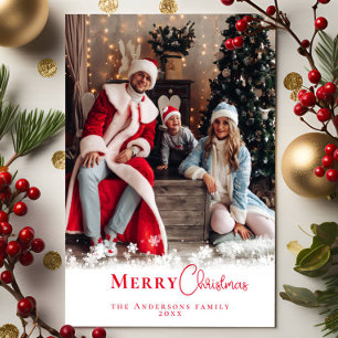 Cartes Pour Fêtes Annuelles Festif moderne Rouge Noël élégant Photo de famille