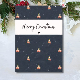 Cartes Pour Fêtes Annuelles Festif Motif d'arbre de Noël en bleu nuit