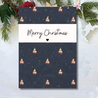 Cartes Pour Fêtes Annuelles Festif Motif d'arbre de Noël en bleu nuit