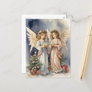 Cartes Pour Fêtes Annuelles Festif Noël aquarelle Anges vacances