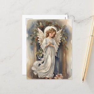 Cartes Pour Fêtes Annuelles Festif Noël aquarelle Anges vacances