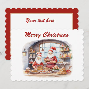 Cartes Pour Fêtes Annuelles Festif Noël aquarelle elf cuisson ajouter du texte