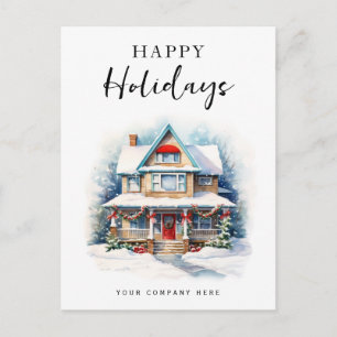 Cartes Pour Fêtes Annuelles Festif Noël Joyeux Vacances aquarelle Maison