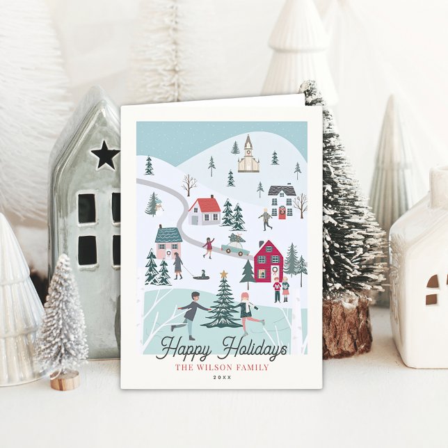 Cartes Pour Fêtes Annuelles Festif Noël Ville/Village (Créateur téléchargé)