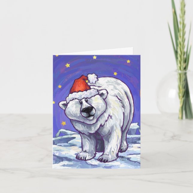 Cartes Pour Fêtes Annuelles Festif Ours polaire Noël (Devant)