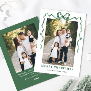 Cartes Pour Fêtes Annuelles Festif Sage vert Noël Bow Ribbon 2 Photo