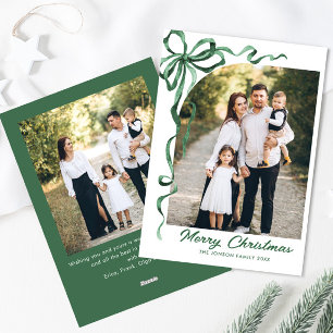 Cartes Pour Fêtes Annuelles Festif Sage vert Noël Bow Ribbon 2 Photo