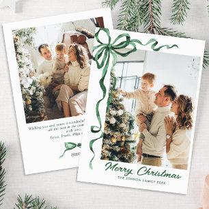 Cartes Pour Fêtes Annuelles Festif Sage vert Noël Bow Ribbon 2 Photo