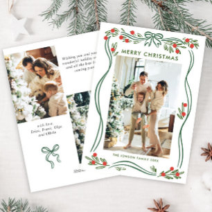 Cartes Pour Fêtes Annuelles Festif Sage vert Noël Bow Ribbon 3 Photo