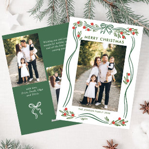 Cartes Pour Fêtes Annuelles Festif Sage vert Noël Bow Ribbon 3 Photo