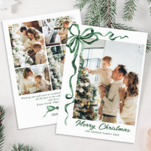 Cartes Pour Fêtes Annuelles Festif Sage vert Noël Bow Ribbon 5 Photo