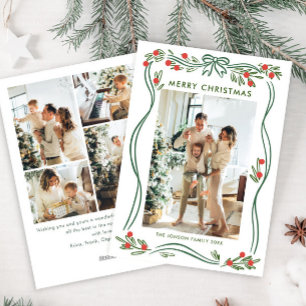 Cartes Pour Fêtes Annuelles Festif Sage vert Noël Bow Ribbon 5 Photo