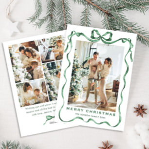 Cartes Pour Fêtes Annuelles Festif Sage vert Noël Bow Ribbon 5 Photo