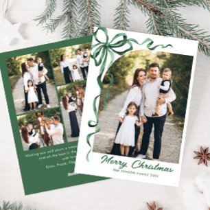 Cartes Pour Fêtes Annuelles Festif Sage vert Noël Bow Ribbon 5 Photo