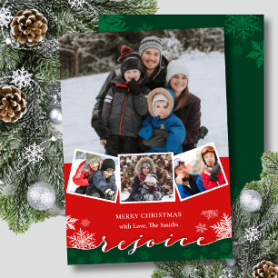 Cartes Pour Fêtes Annuelles Festif Snowflakes Script moderne REJOICE Noël