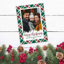 Cartes Pour Fêtes Annuelles Festif traditionnel Rouge et Vert Plaid Noël