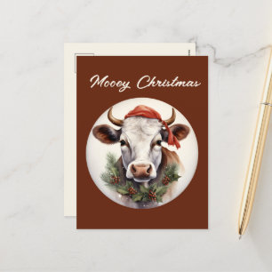 Cartes Pour Fêtes Annuelles Festif vache de la ferme de Noël ajouter le texte 