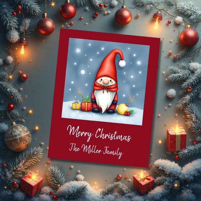 Cartes Pour Fêtes Annuelles Festin de Noël cosy gnome en déguisement (Créateur téléchargé)