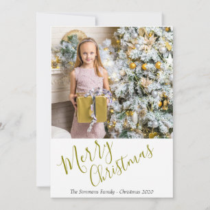Cartes Pour Fêtes Annuelles Festin Elegant Gold Script Joyeux Noël Photo