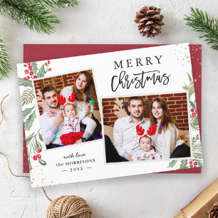Cartes Pour Fêtes Annuelles Festival de Noël Verdure et baies 2 Photo