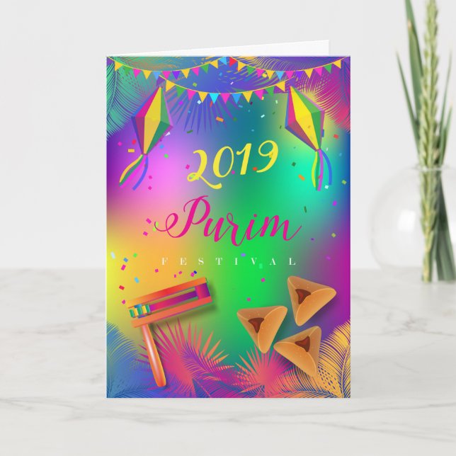 Cartes Pour Fêtes Annuelles Festival Happy Purim (Devant)