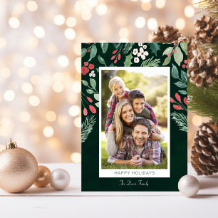 Cartes Pour Fêtes Annuelles Festive Aquarelle Foliage Joyeux vacances