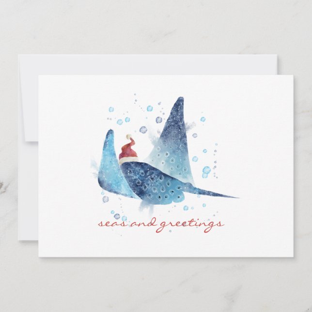 Cartes Pour Fêtes Annuelles Festive Beach Manta Ray Seas et salutations (Devant)