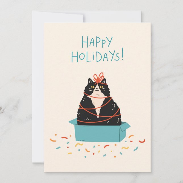 Cartes Pour Fêtes Annuelles Festive Cat Holiday (Devant)