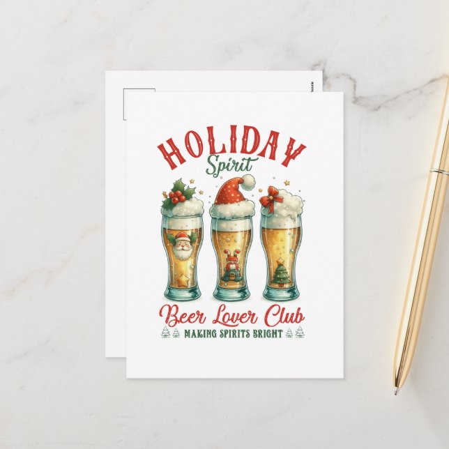 Cartes Pour Fêtes Annuelles Festive Christmas beer club ajouter le message (Devant/Arrière en situation)