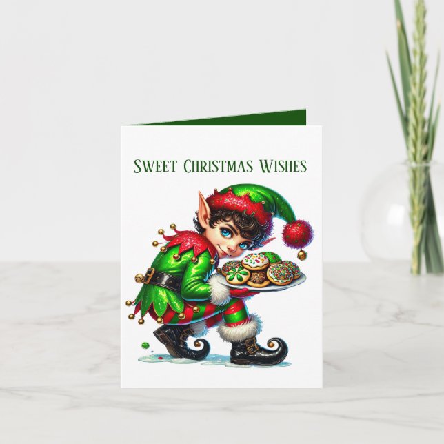 Cartes Pour Fêtes Annuelles Festive Christmas Elf ajouter un message (Devant)